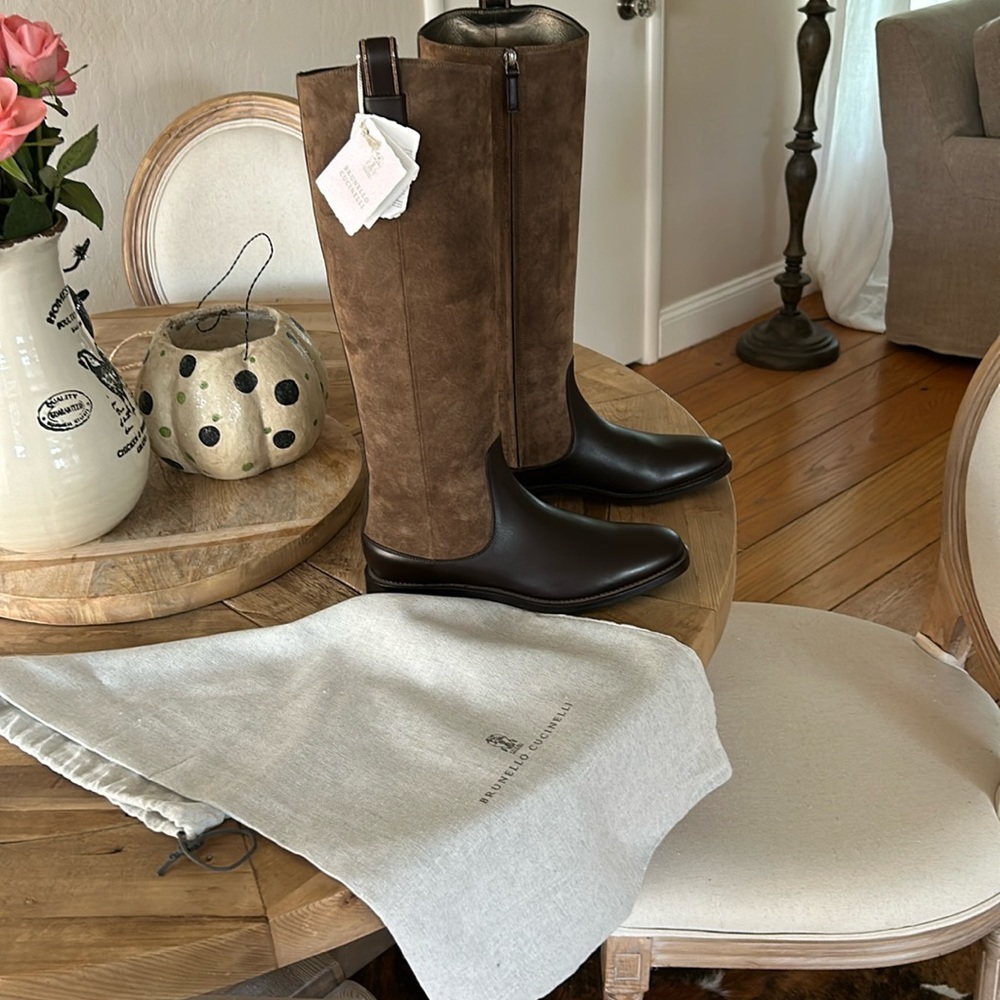 Brunello Cucinelli Suede/Leather Riding Boot